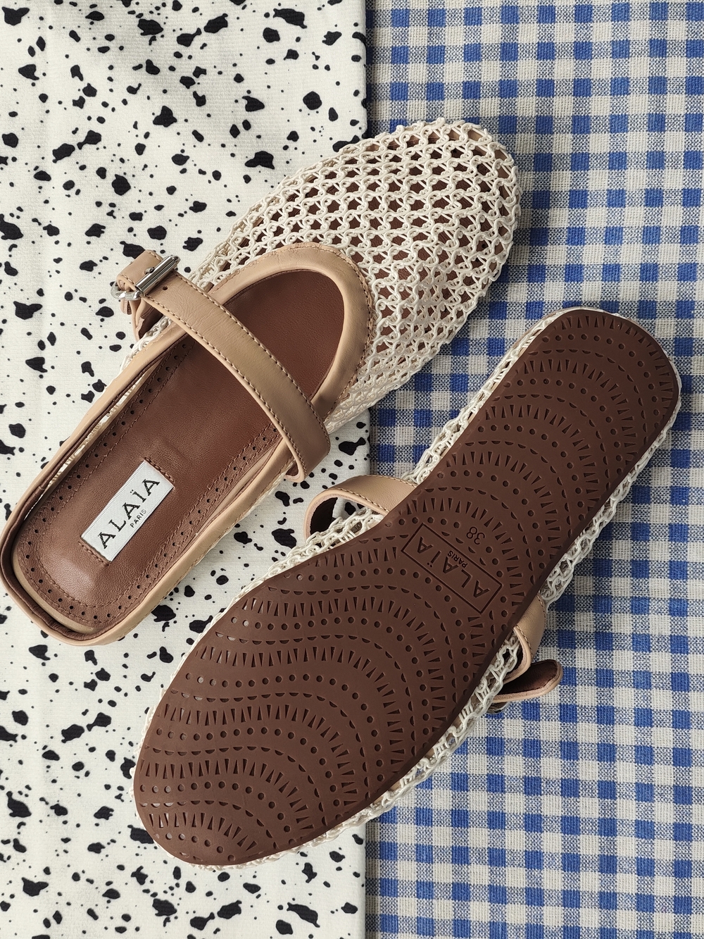 Alaia Beige Crochet Mary Jane Mules - Picture 3 of 6